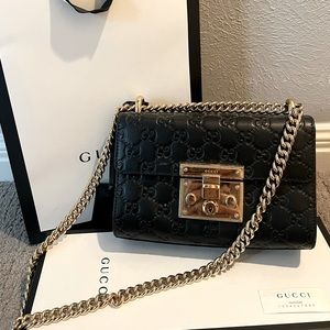Gucci Padlock Guccissima Black Leather Cross Body Bag